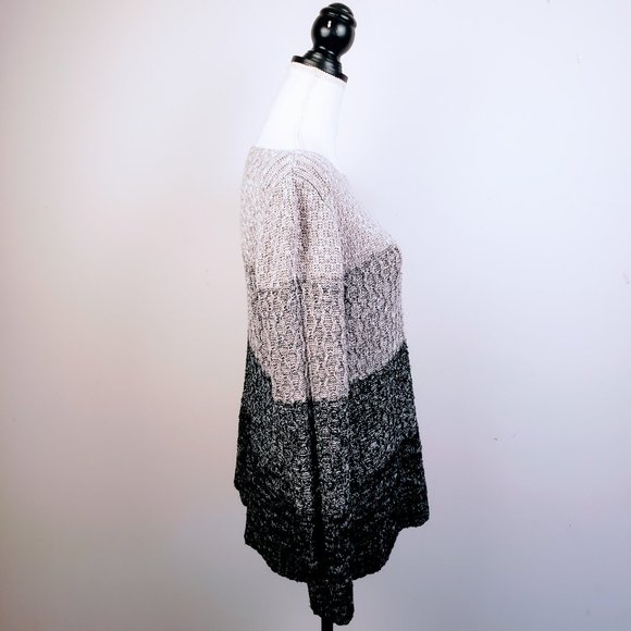 CROFT & BARROW Sweater, Gray Colorblock Cotton Acrylic Knit Long Sleeve, XXL - Picture 3 of 11